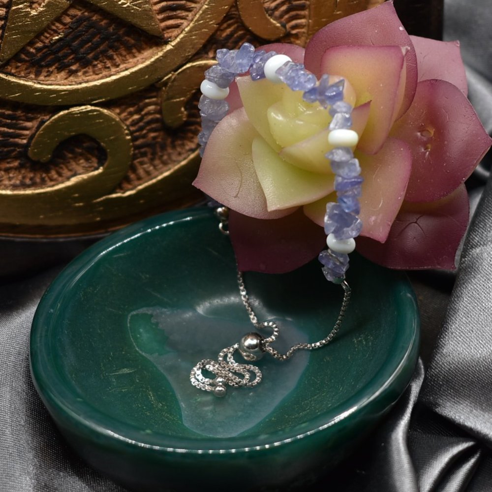 Natural Tanzanite and Oregon Blue Opal Bolo Bracelet
